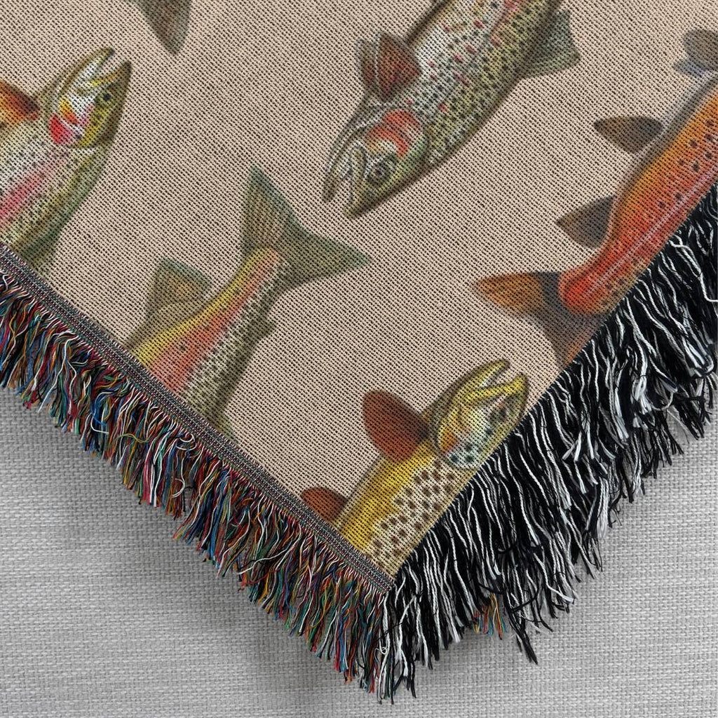 Rainbow Trout Woven Throw Blanket - Lake House Cabin Decor