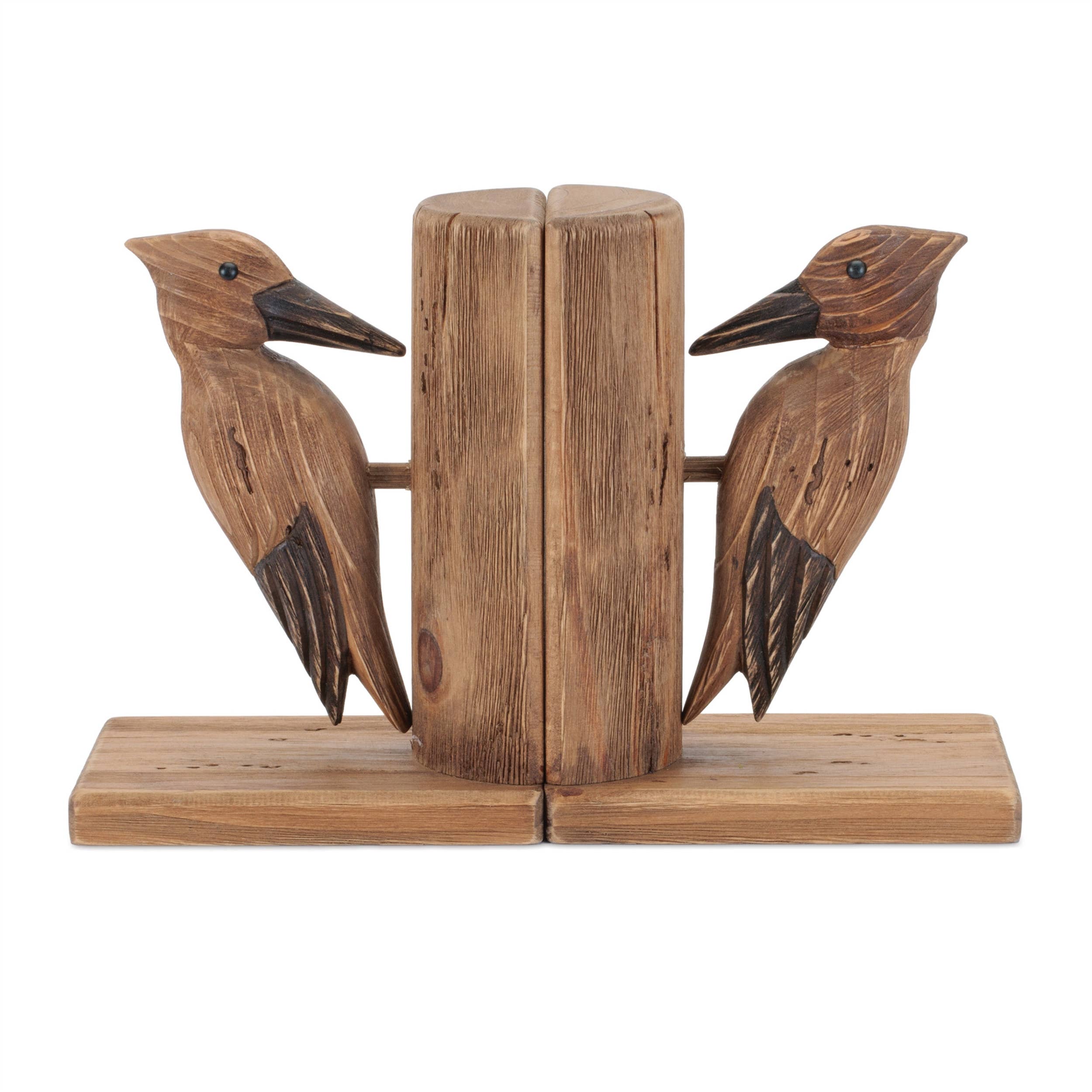 Brown Wood Bird Decorative Bookends - Set of Two