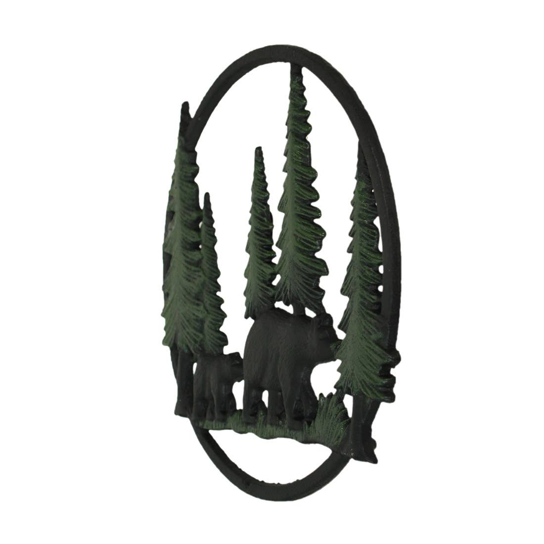 Cast Iron Black Bears in Forest Wall Hanging