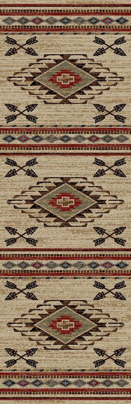 Diamond and Arrow Runner Rug - Southwestern Lodge Design - Red  2' x 8'