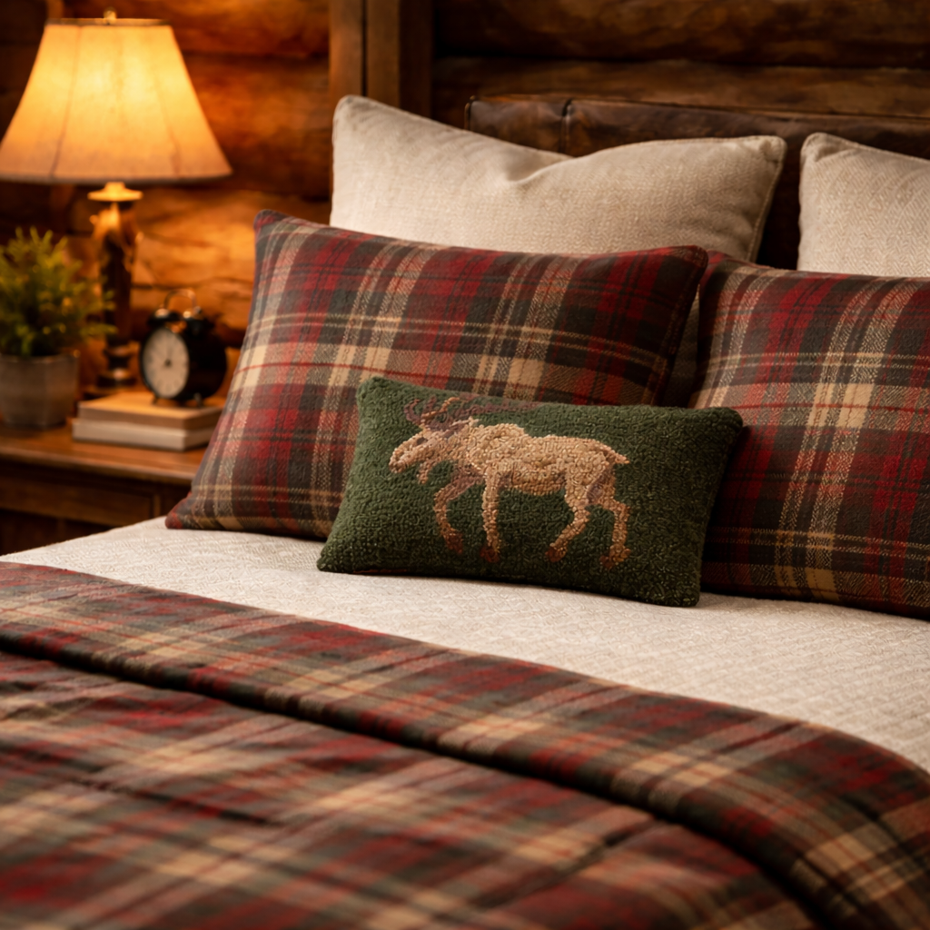 Handcrafted Moose Wool Hooked Decor Pillow 8x12