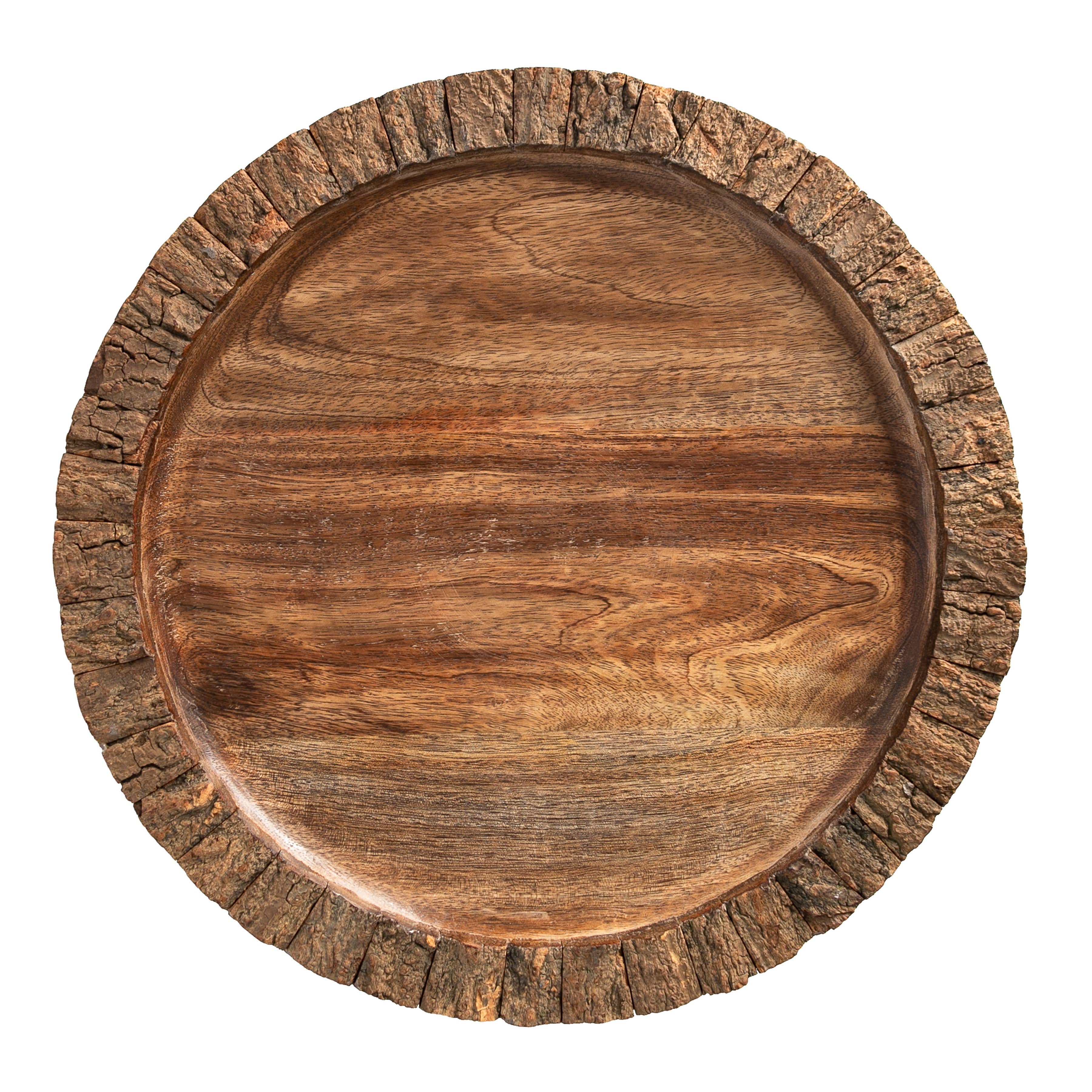 Artisan Wood 15" Round Natural Bark Charcuterie Serving Tray