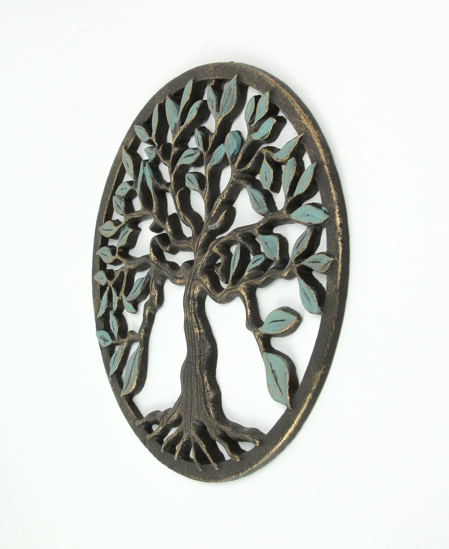 Bronze Finish Cast Iron Tree Of Life Wall Hanging Decor