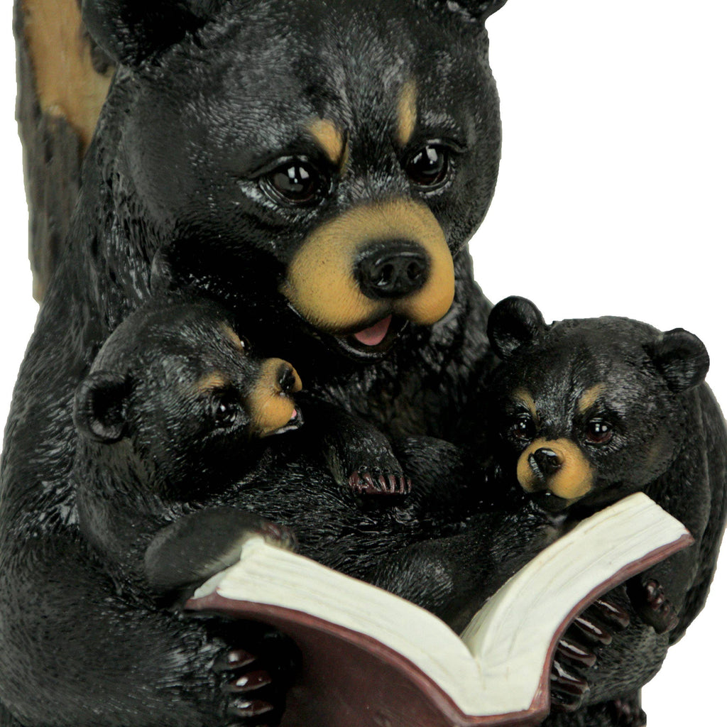 Black Bear Reading to Curious Cubs Table Lamp W/ Shade