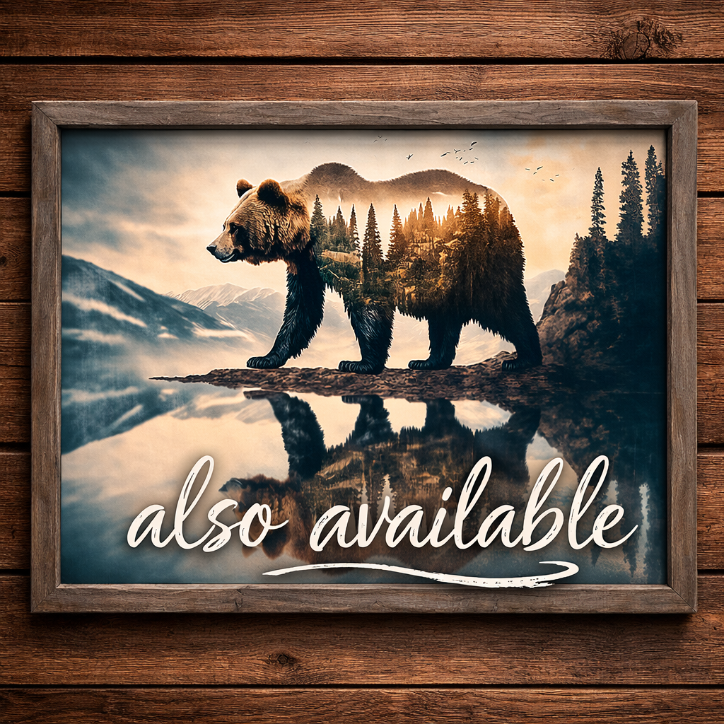 Moose Double Exposure Canvas Wood Framed Wall Art