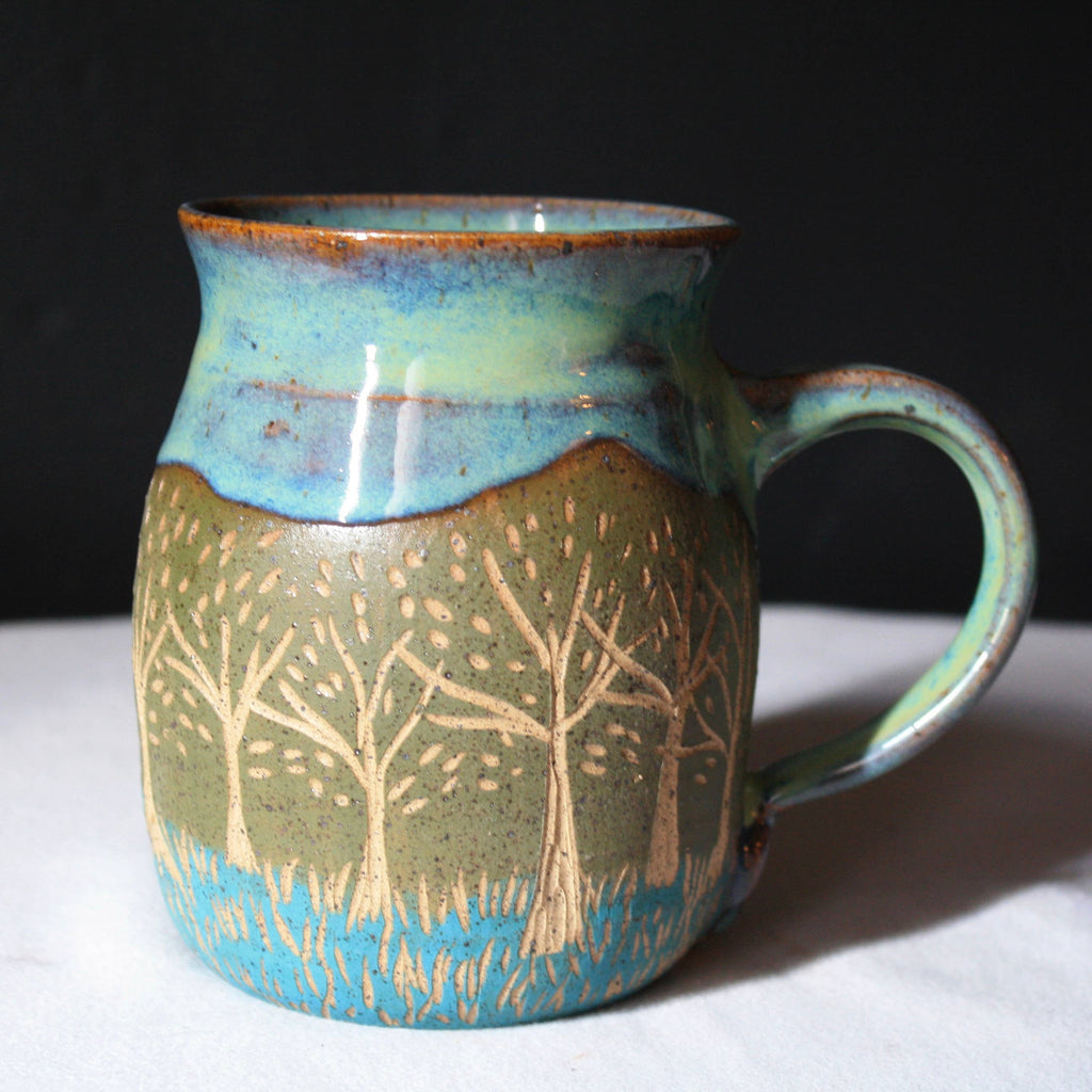 Handcrafted Meadow Trees Ceramic Mug
