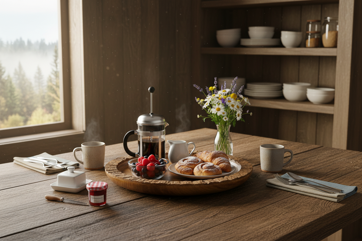 Bark Edge Wood Tray Kitchen Table Setting