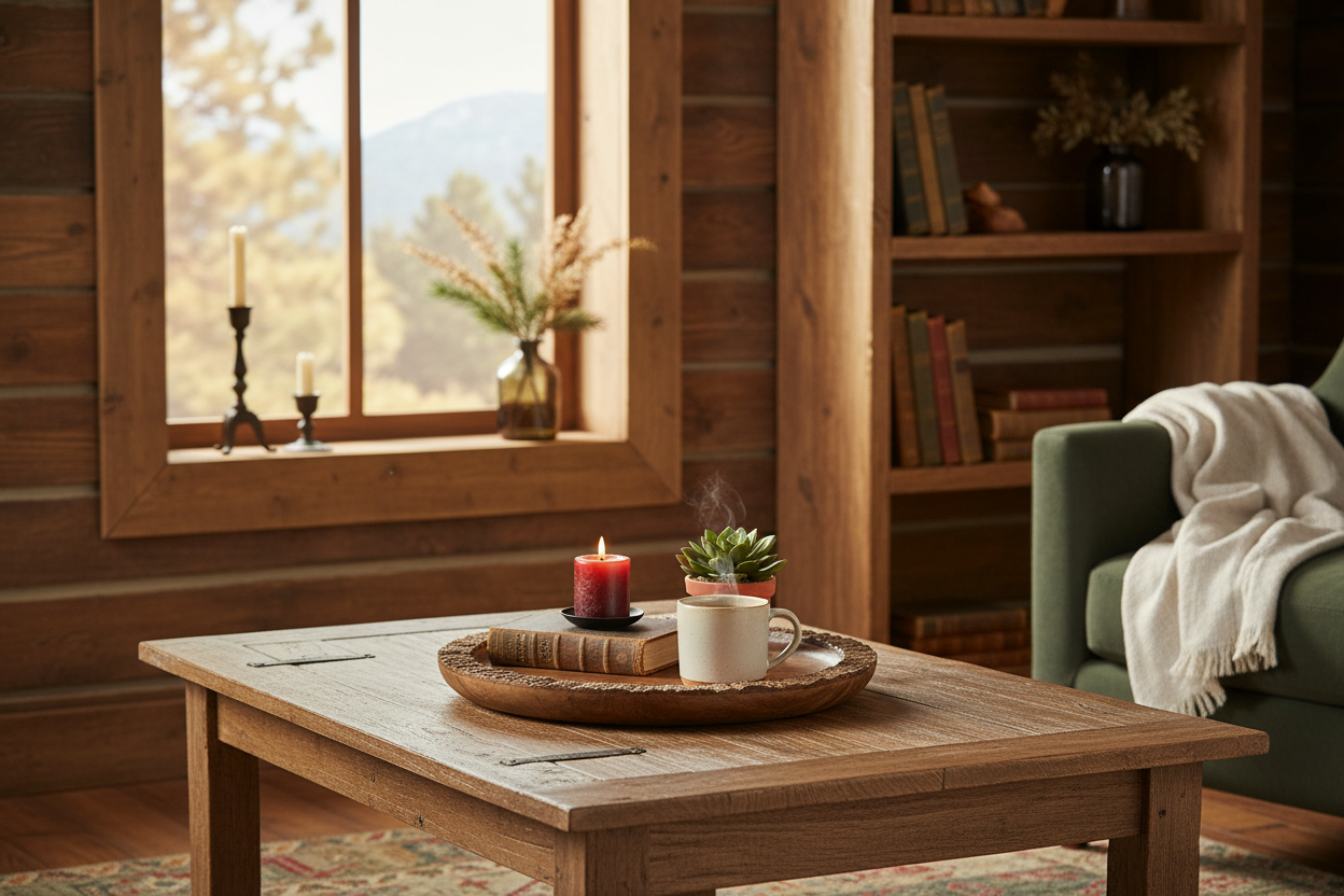 Bark Edge Wood Tray Lifestyle