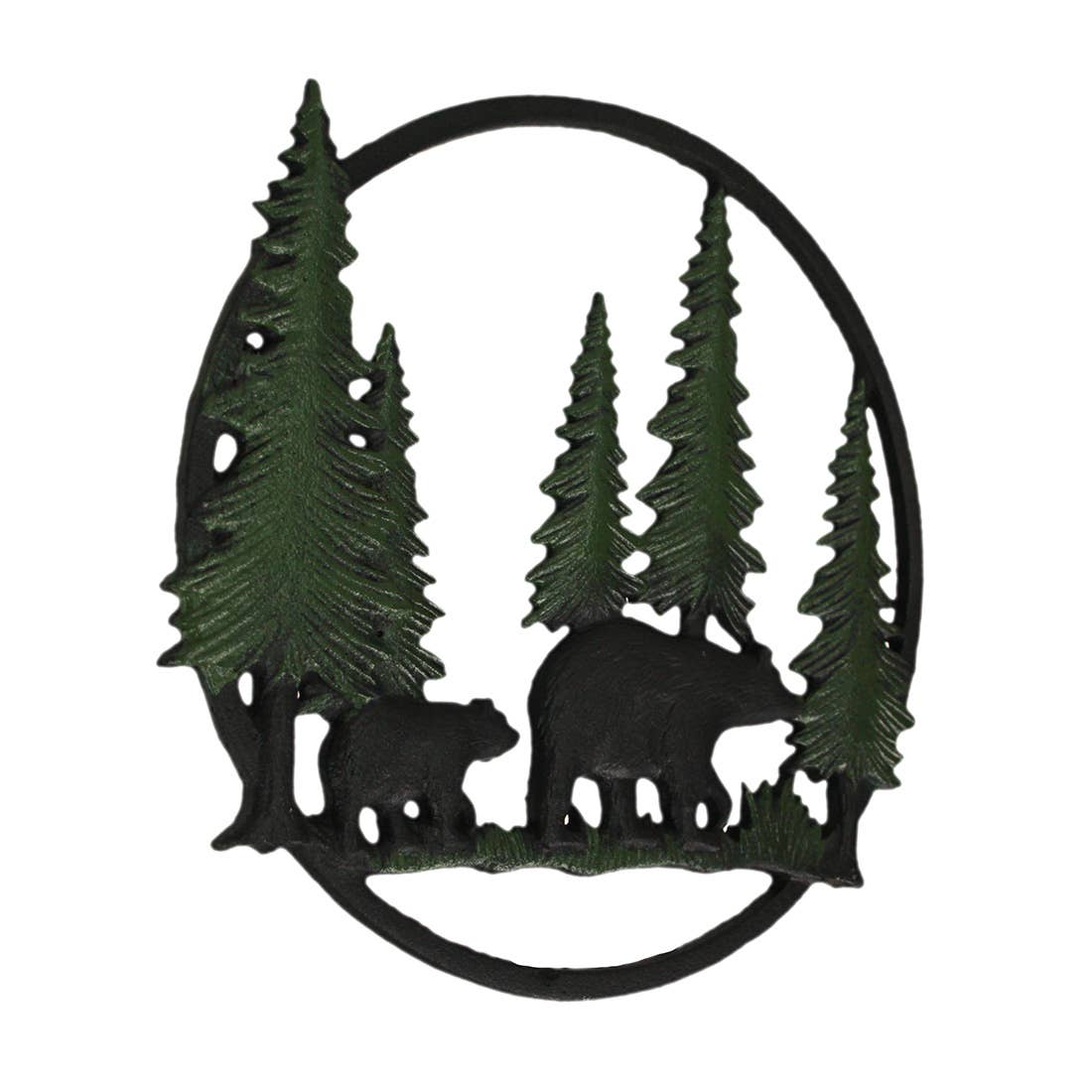 Cast Iron Black Bears in Forest Wall Hanging