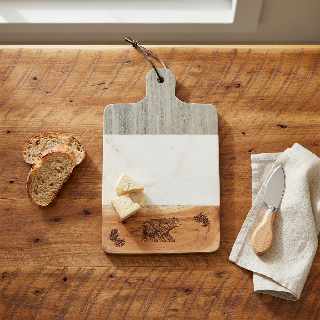 Bear Serving Board Overhead - Minimal Styling