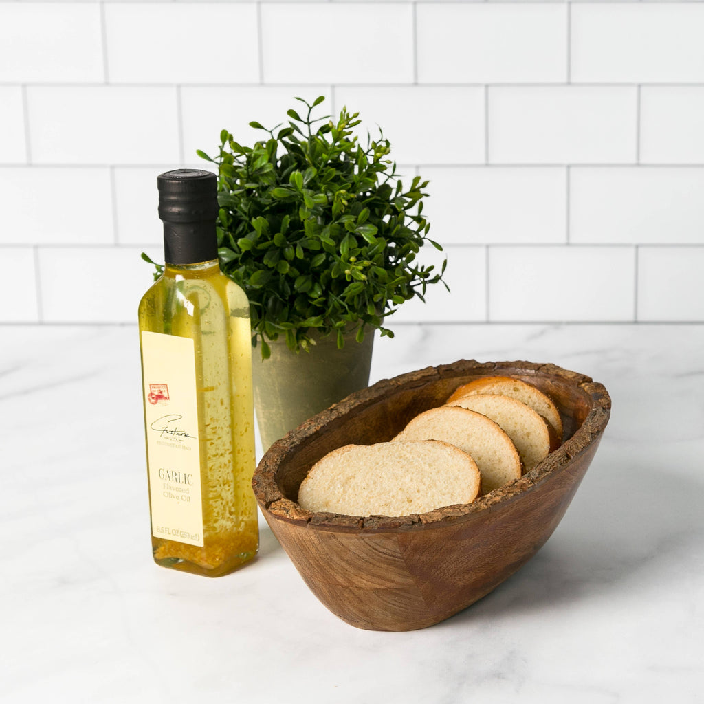 Artisan Wood 10x6.5x2.75 Natural Bark Mango Serving Bowl