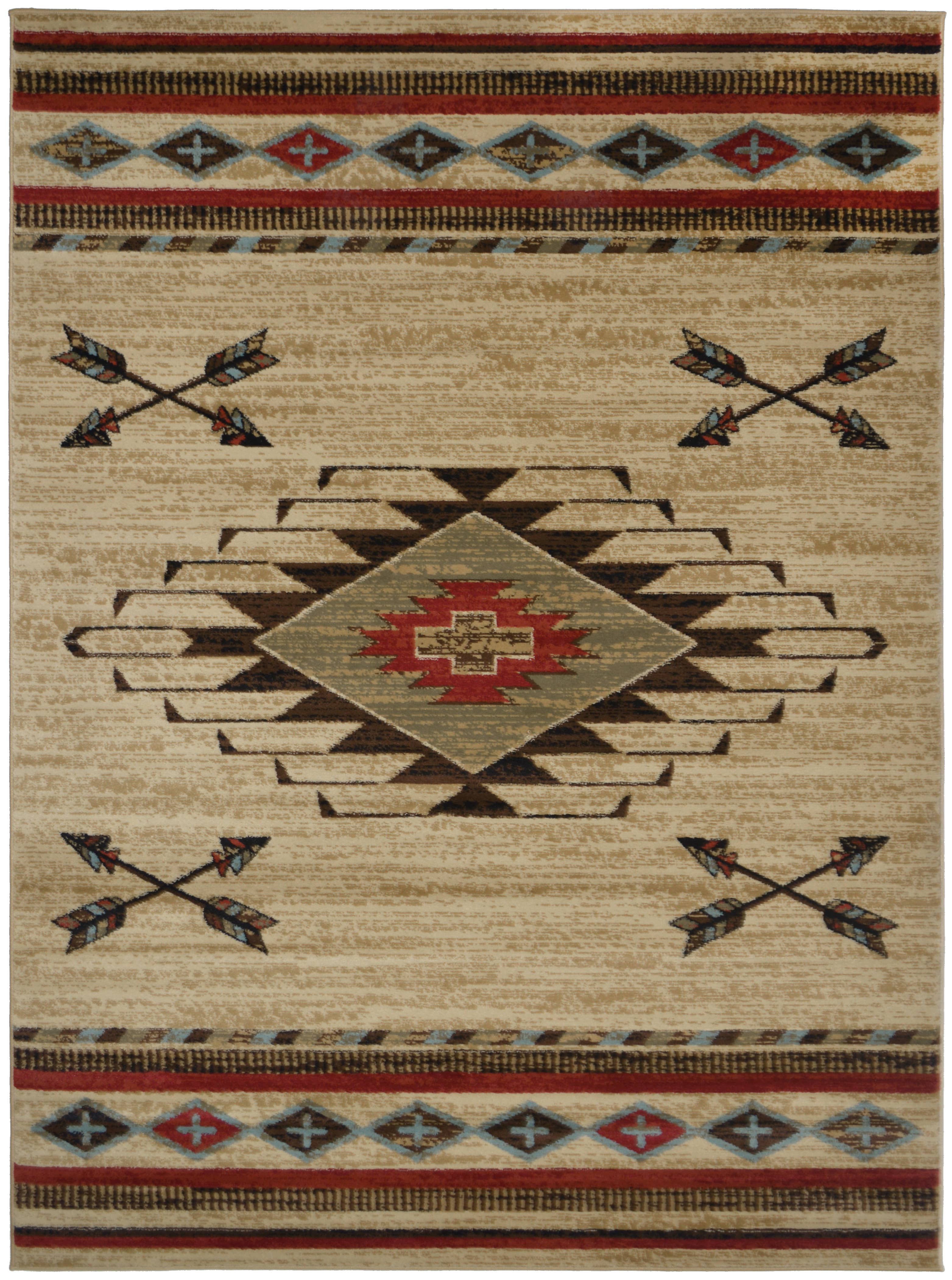 Diamond and Arrow Runner Rug - Southwestern Lodge Design - Red  2' x 8'