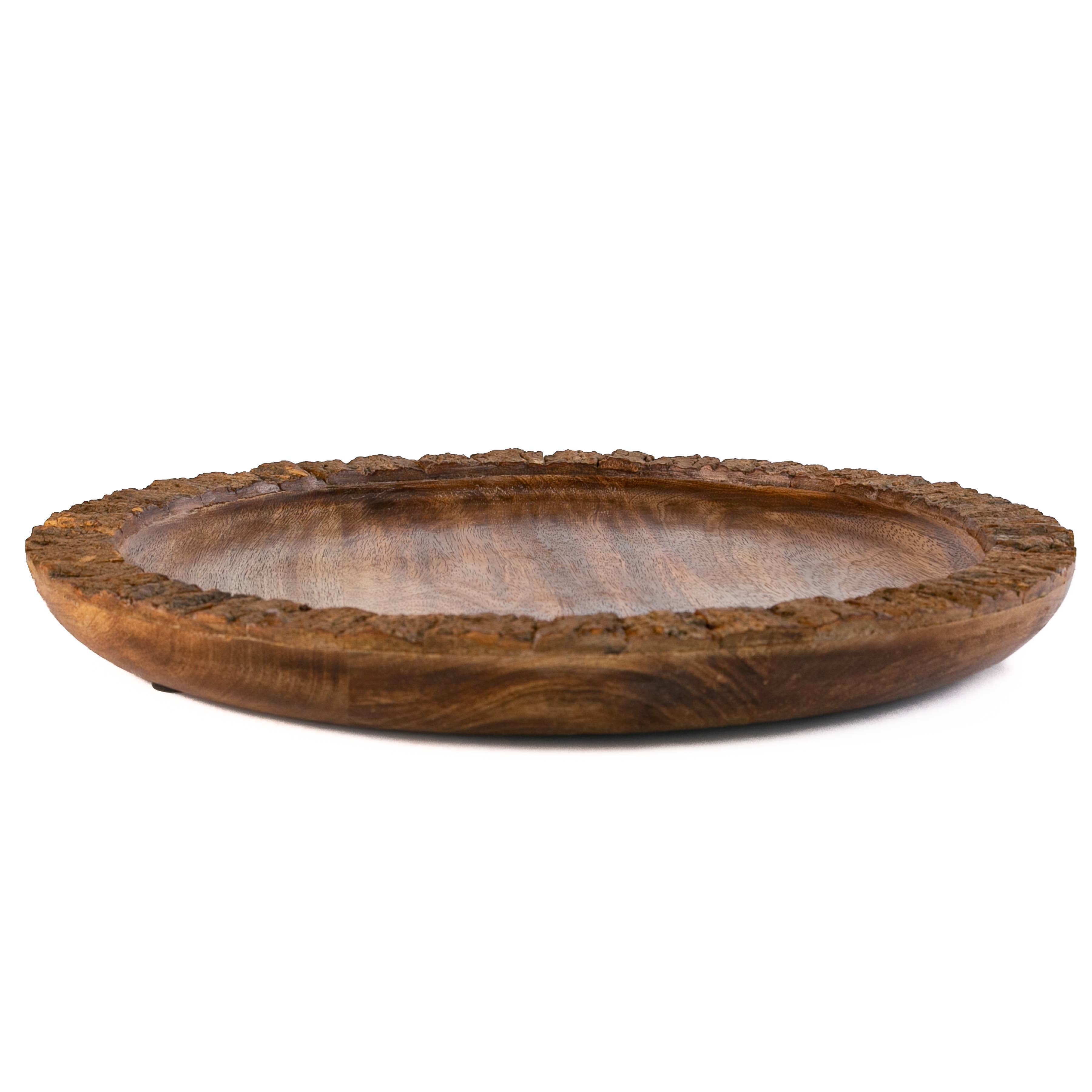 Artisan Wood 15" Round Natural Bark Charcuterie Serving Tray