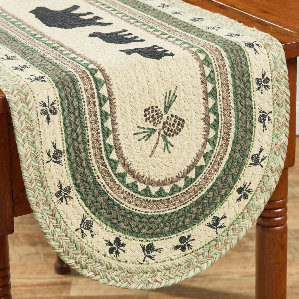 Park Designs - Country Pines Bear Printed Braided Table Runner 36"L