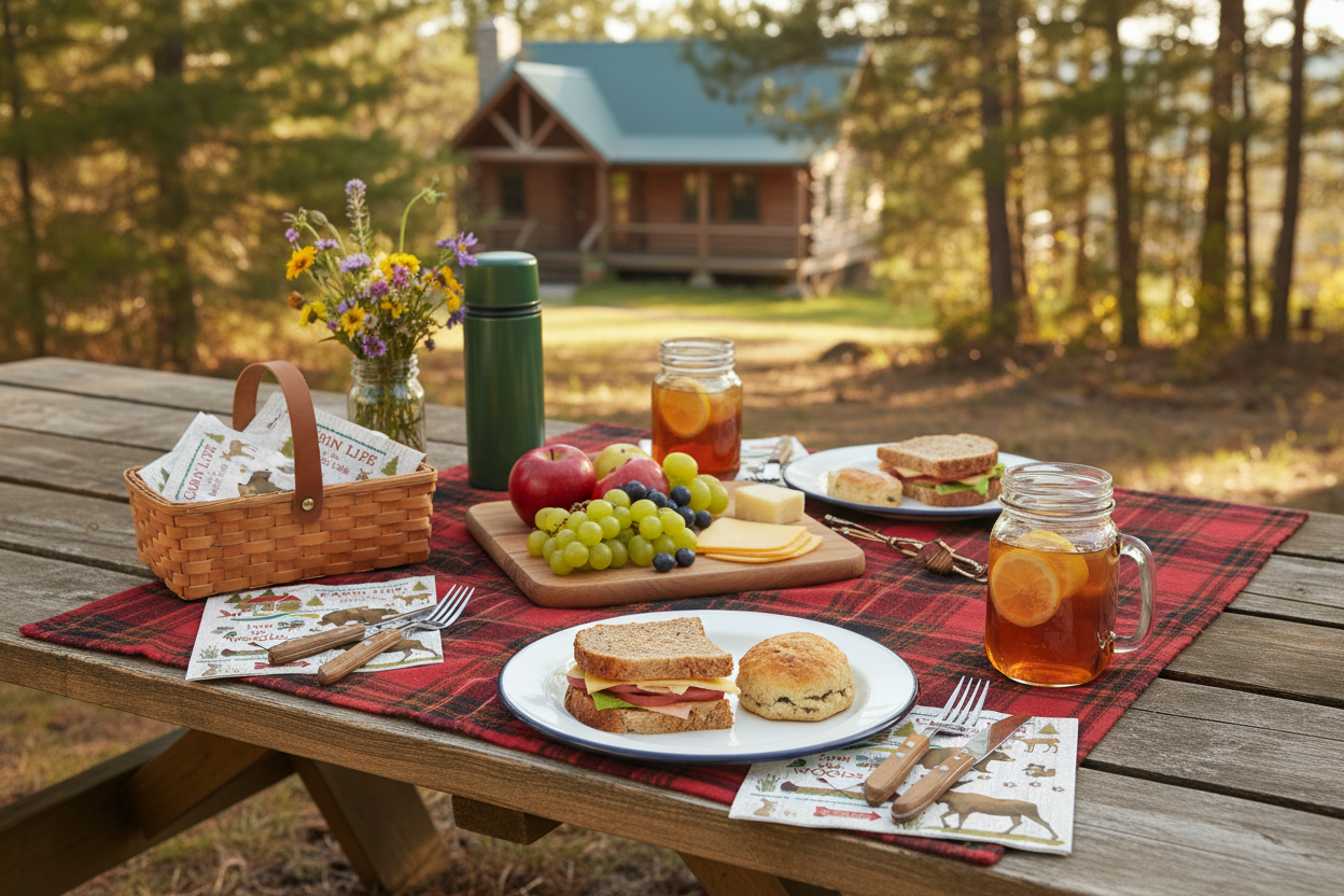 Cabin Life Napkins Picnic Scene
