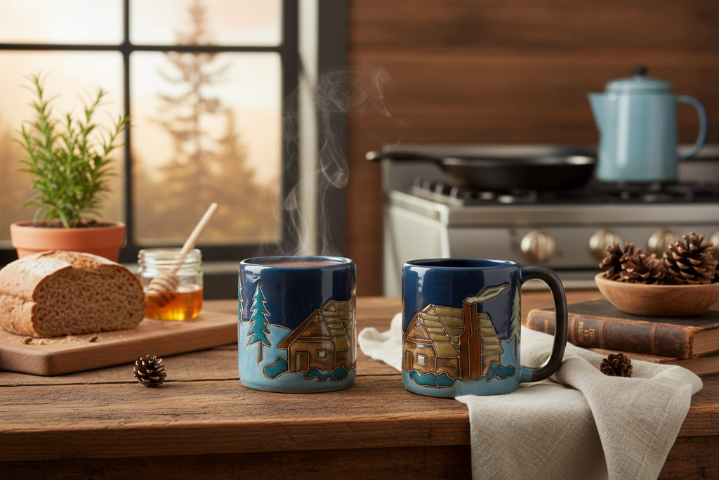 Cabin Scene Mugs Kitchen Lifestyle