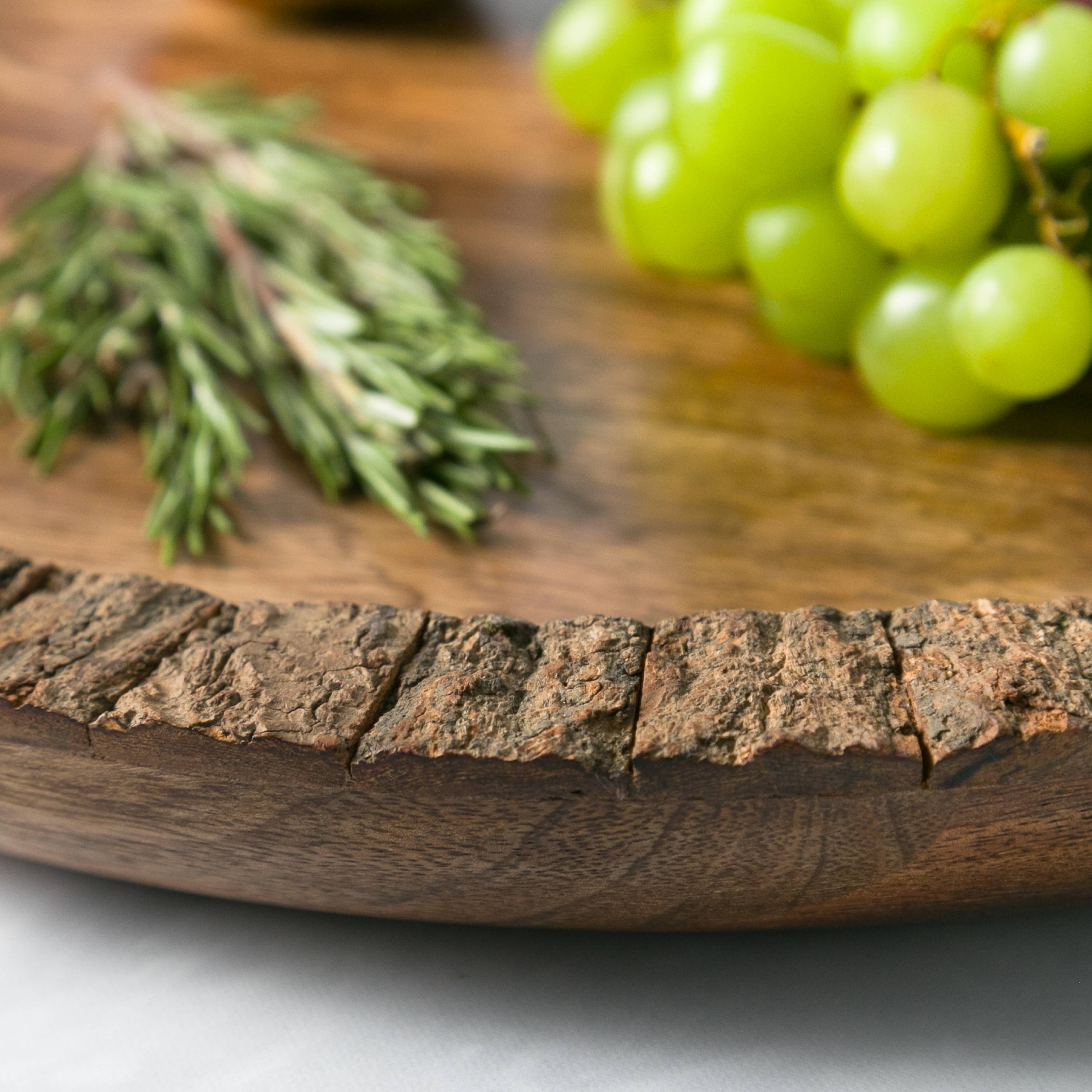 Artisan Wood 15" Round Natural Bark Charcuterie Serving Tray