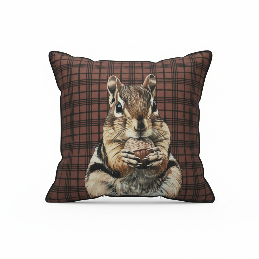 Chipmunk Plaid Pillow