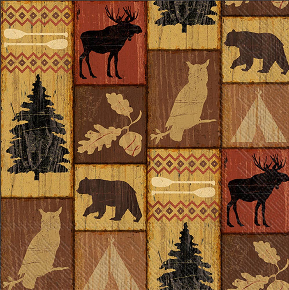 Lake Lodge Fall Autumn Cocktail Napkins - 20 Count