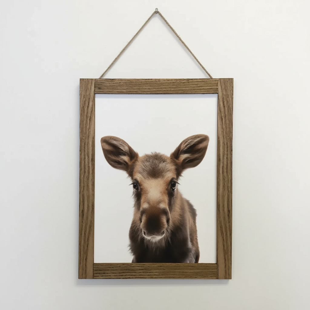 Deer portrait on plain white wall
