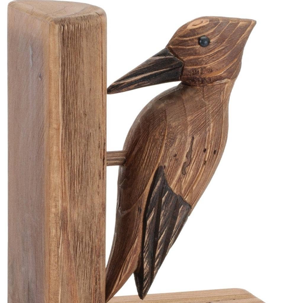 Brown Wood Bird Decorative Bookends - Set of Two