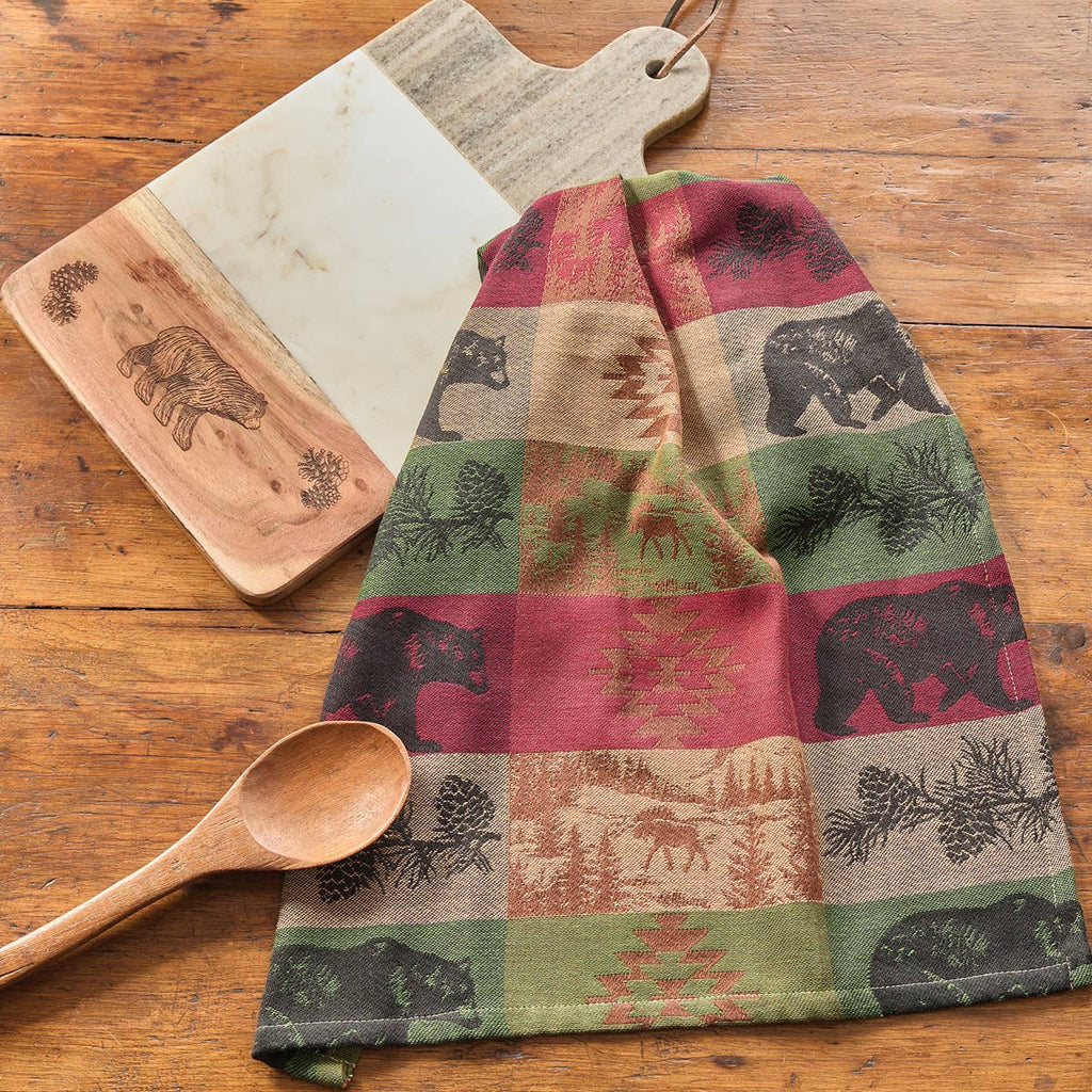 Pinecones and Trees Jacquard Dishtowel