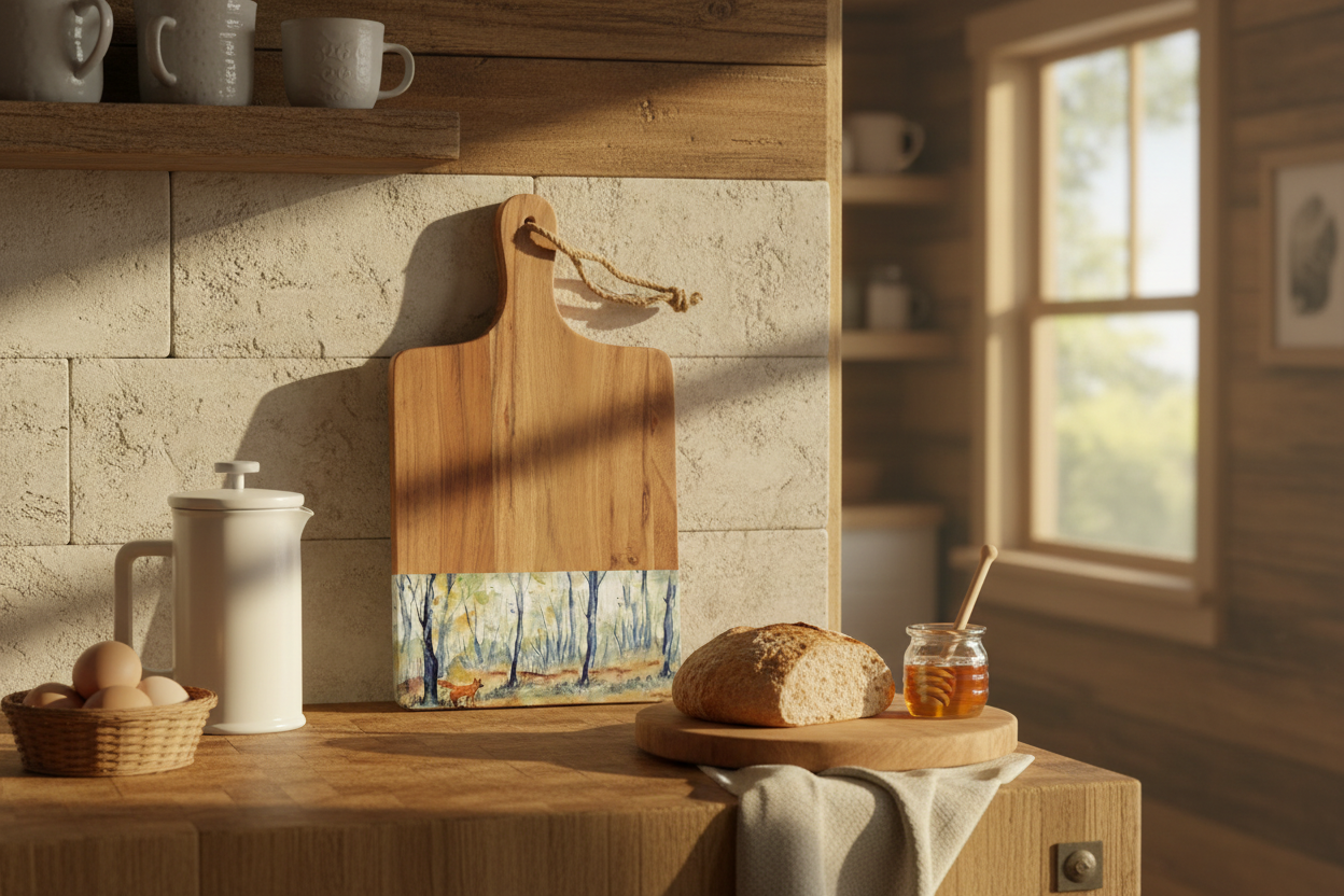Forest Fox Cutting Board Morning Kitchen