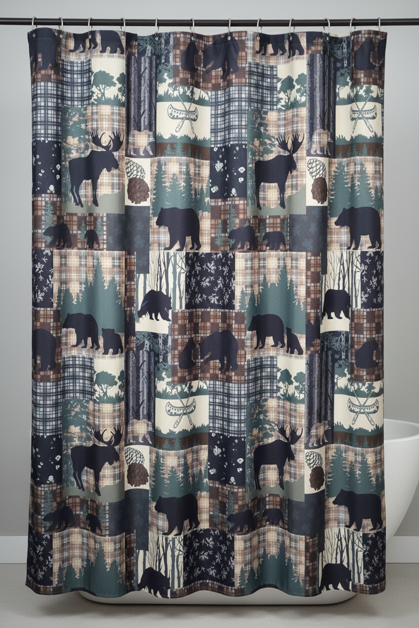 Grand Bear Lodge Shower Curtain product detail