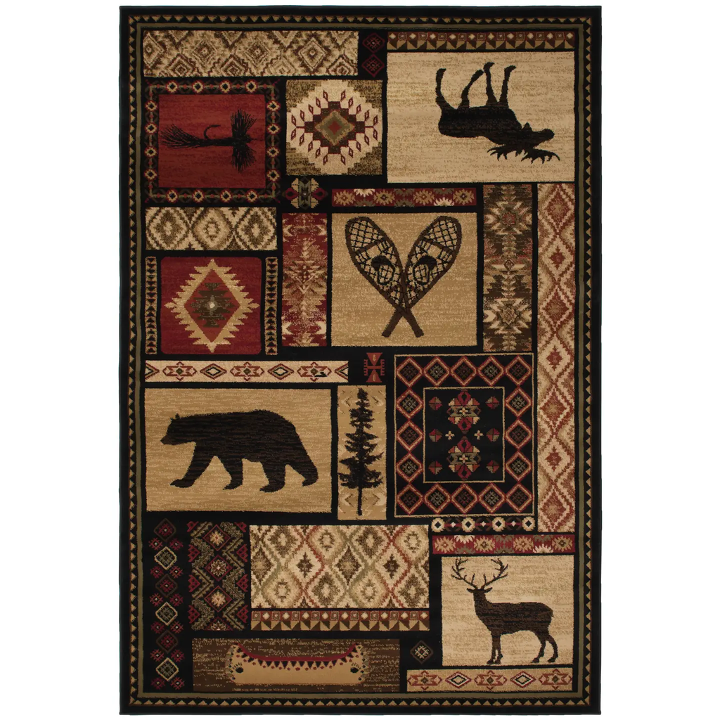 Lodge King Patchwork Area Rug - 2'3" x 3'3"