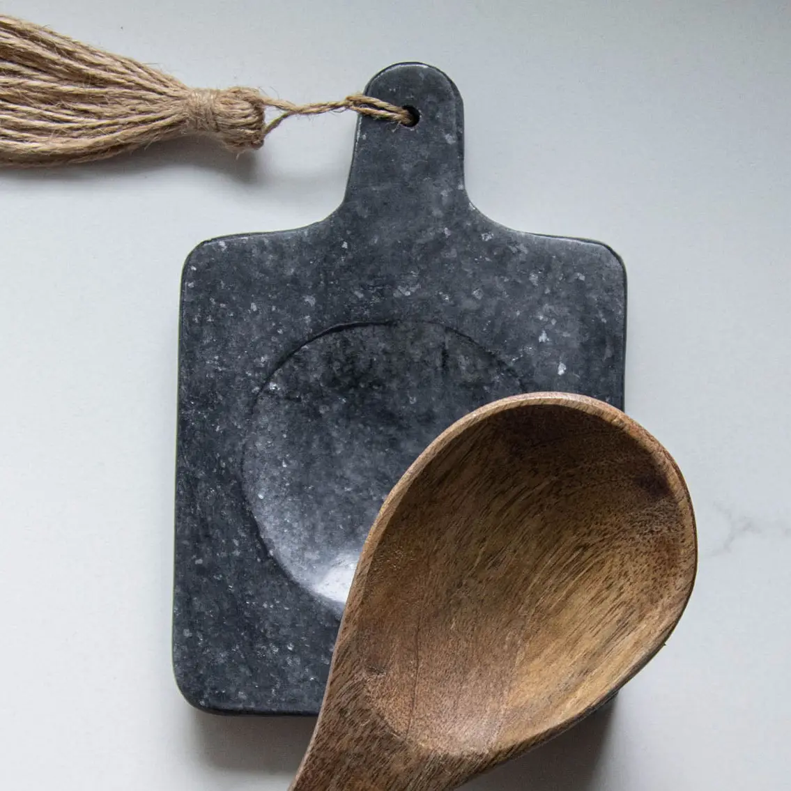 Black Marble Paddle Spoon Rest