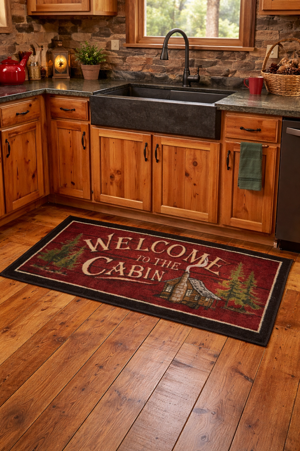 Welcome to the Cabin Kitchen Mat - 20" x 44"