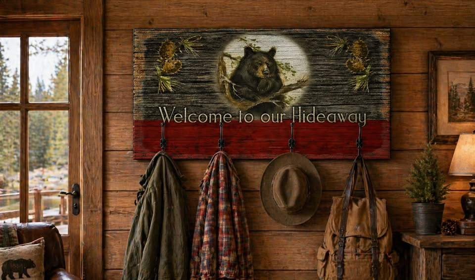 Rustic and Cabin-Inspired Bear Coat Hook Plaque