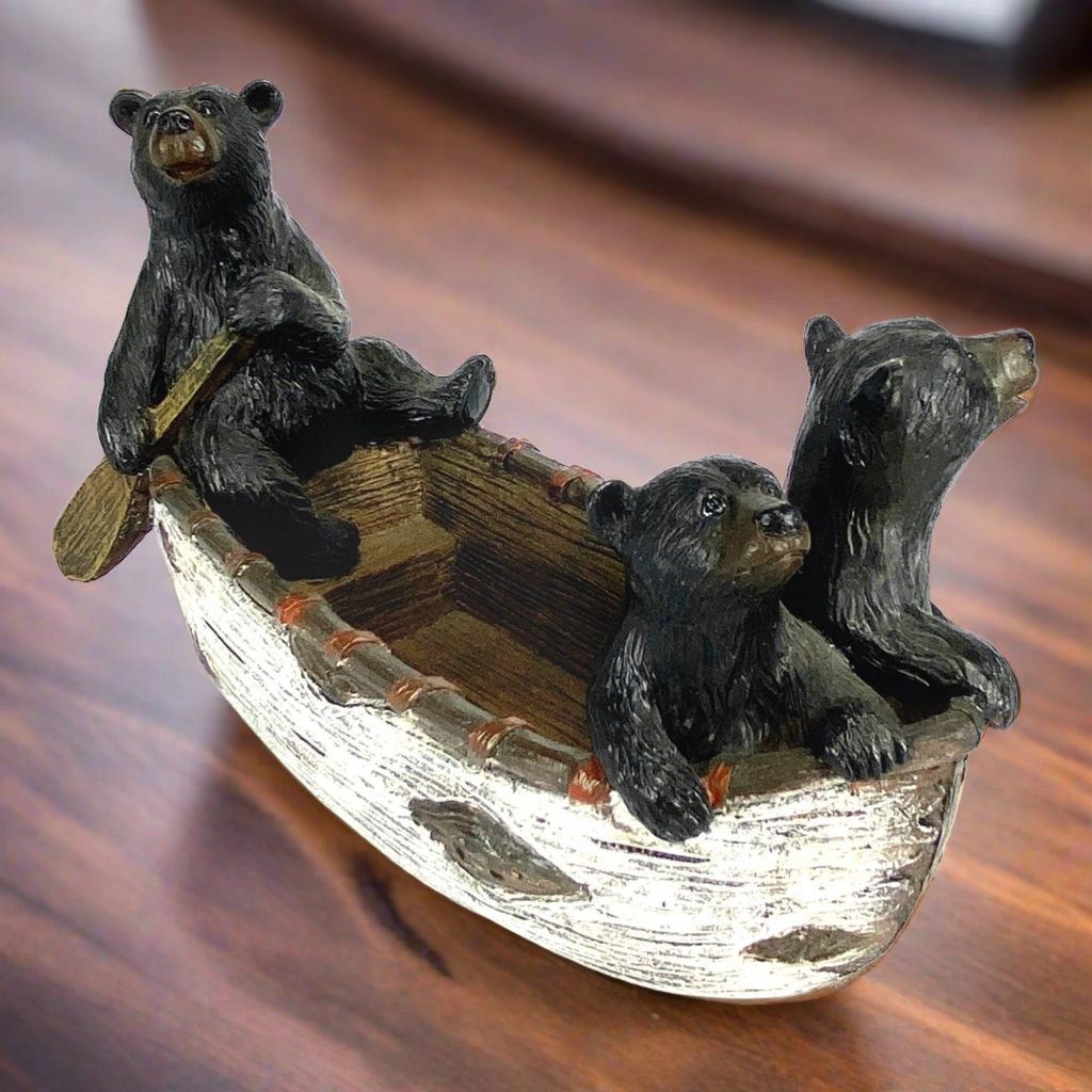 Bear Paw Coaster Set with Birch Canoe Holder
