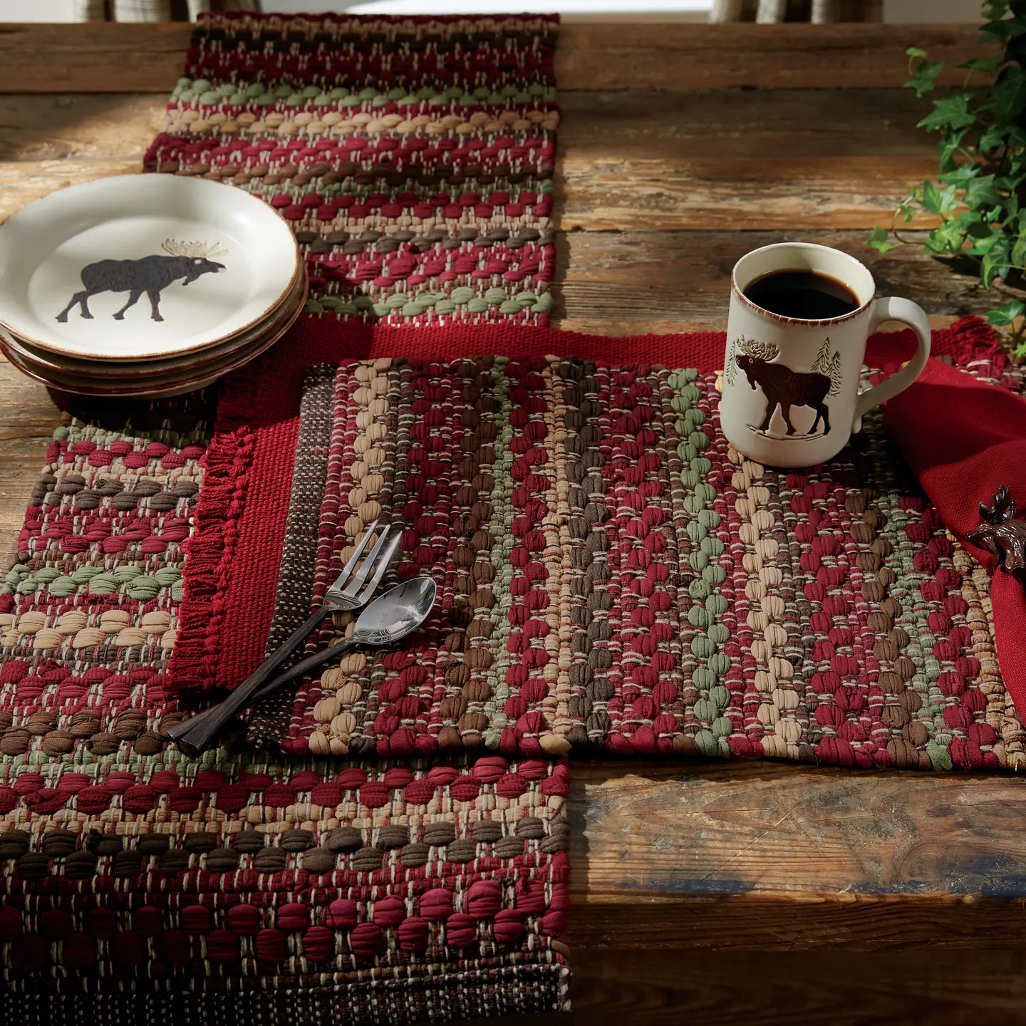 Woodland Stripe Chindi Placemat 19 x 13 x 0.5 in