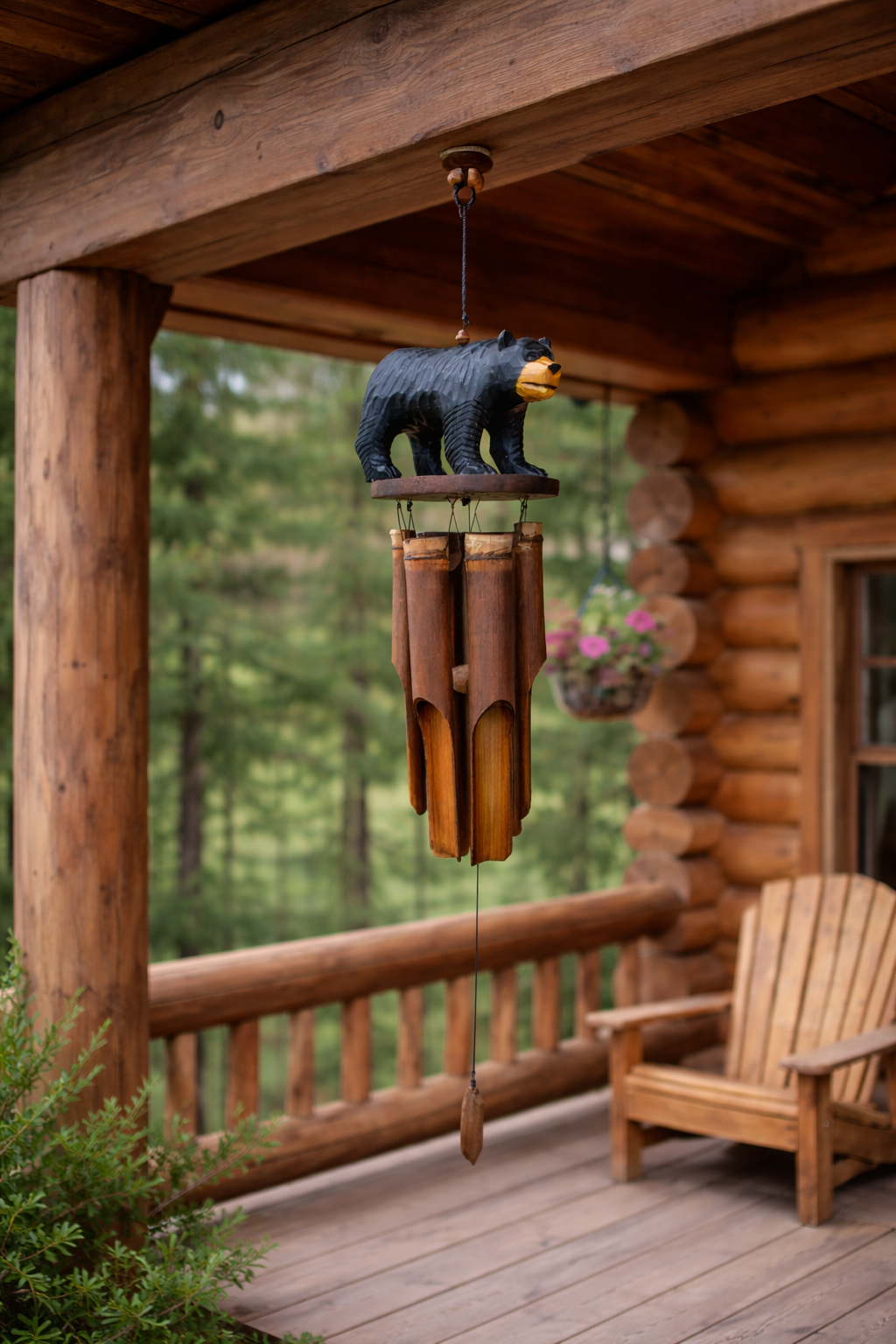 Black Bear Bamboo Wind Chime