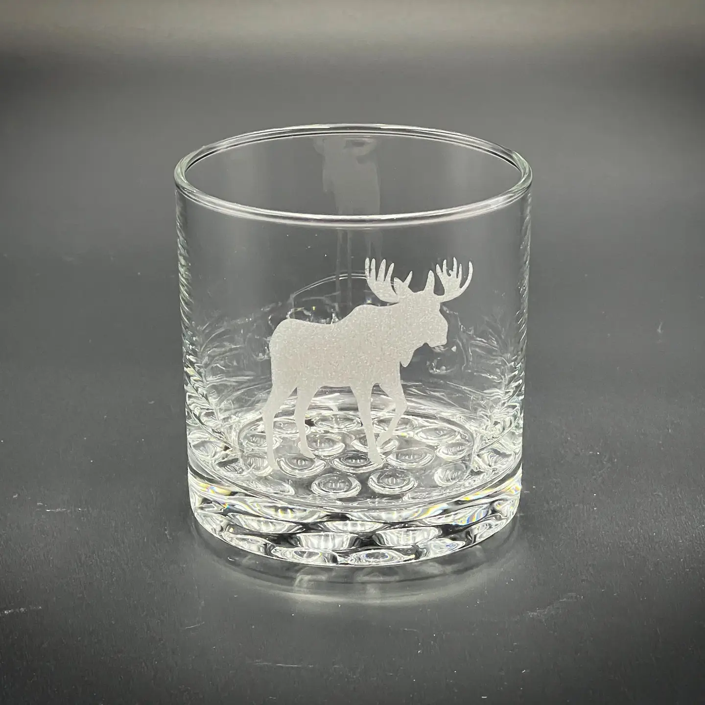 Moose Etched Knob Rocks Glass - 10.25 oz