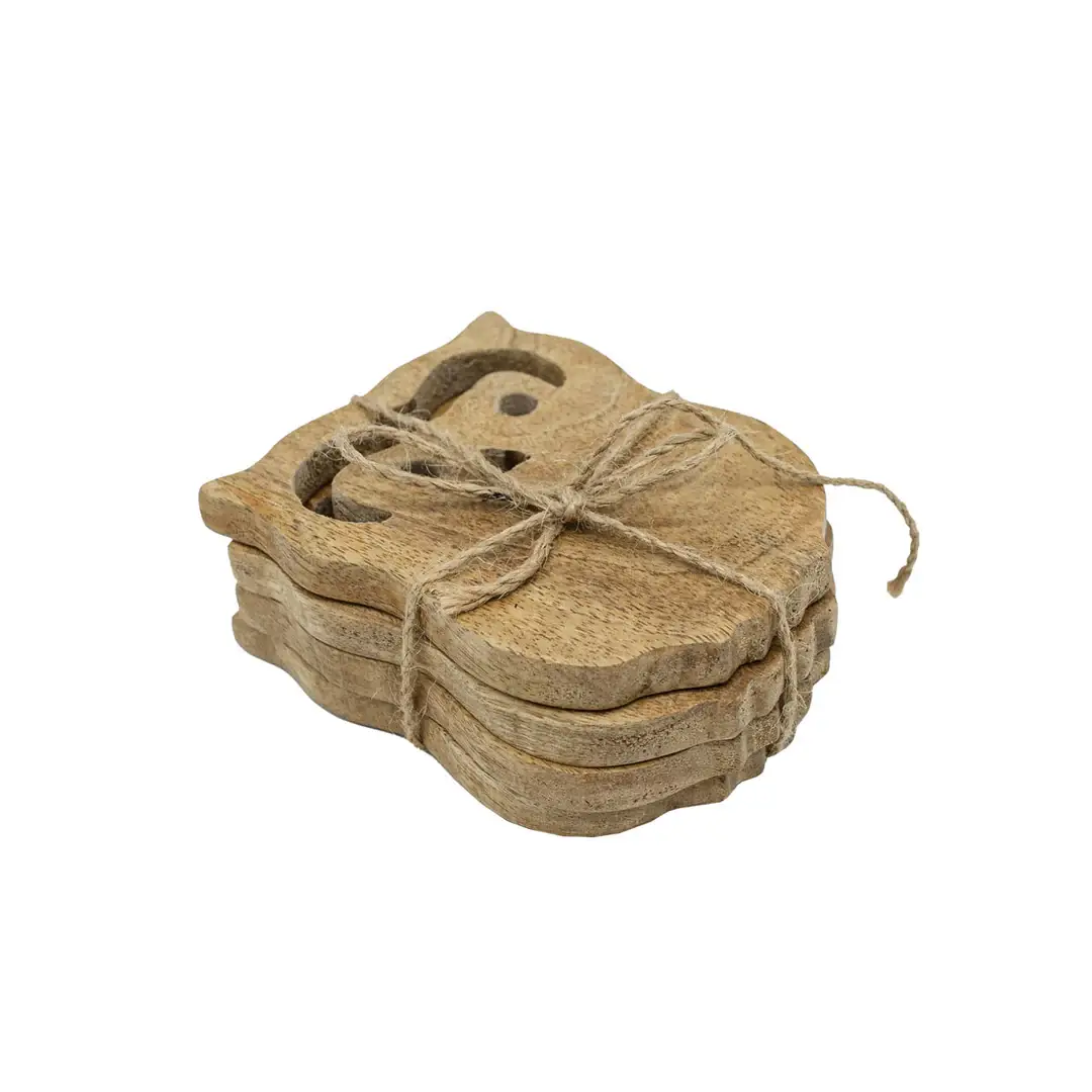 Owl Wood Coasters, Set of 4