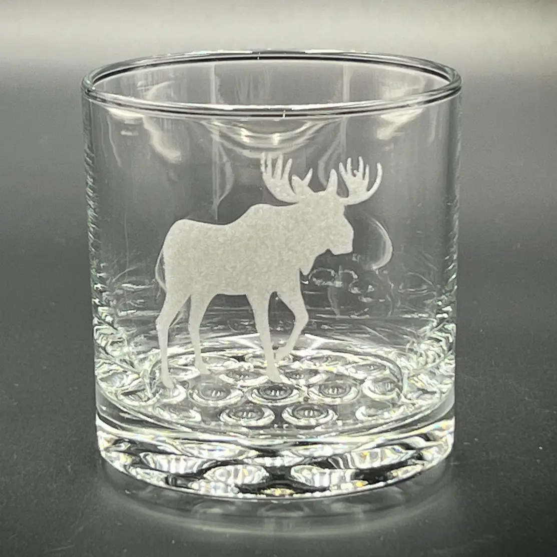 Moose Etched Knob Rocks Glass - 10.25 oz