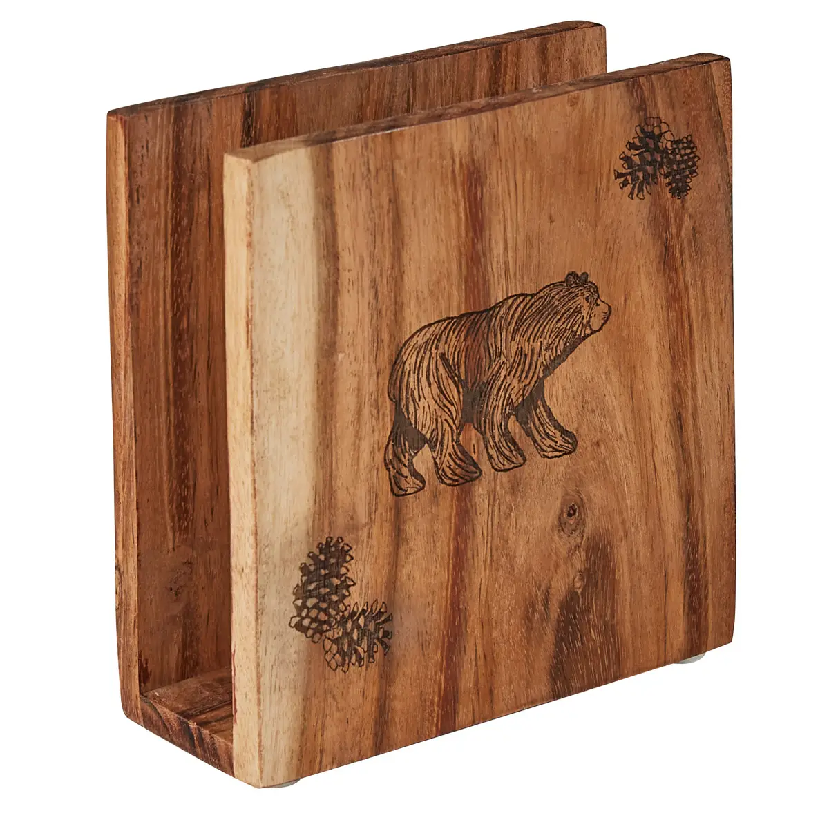 Rustic Bear Wood Napkin Holder