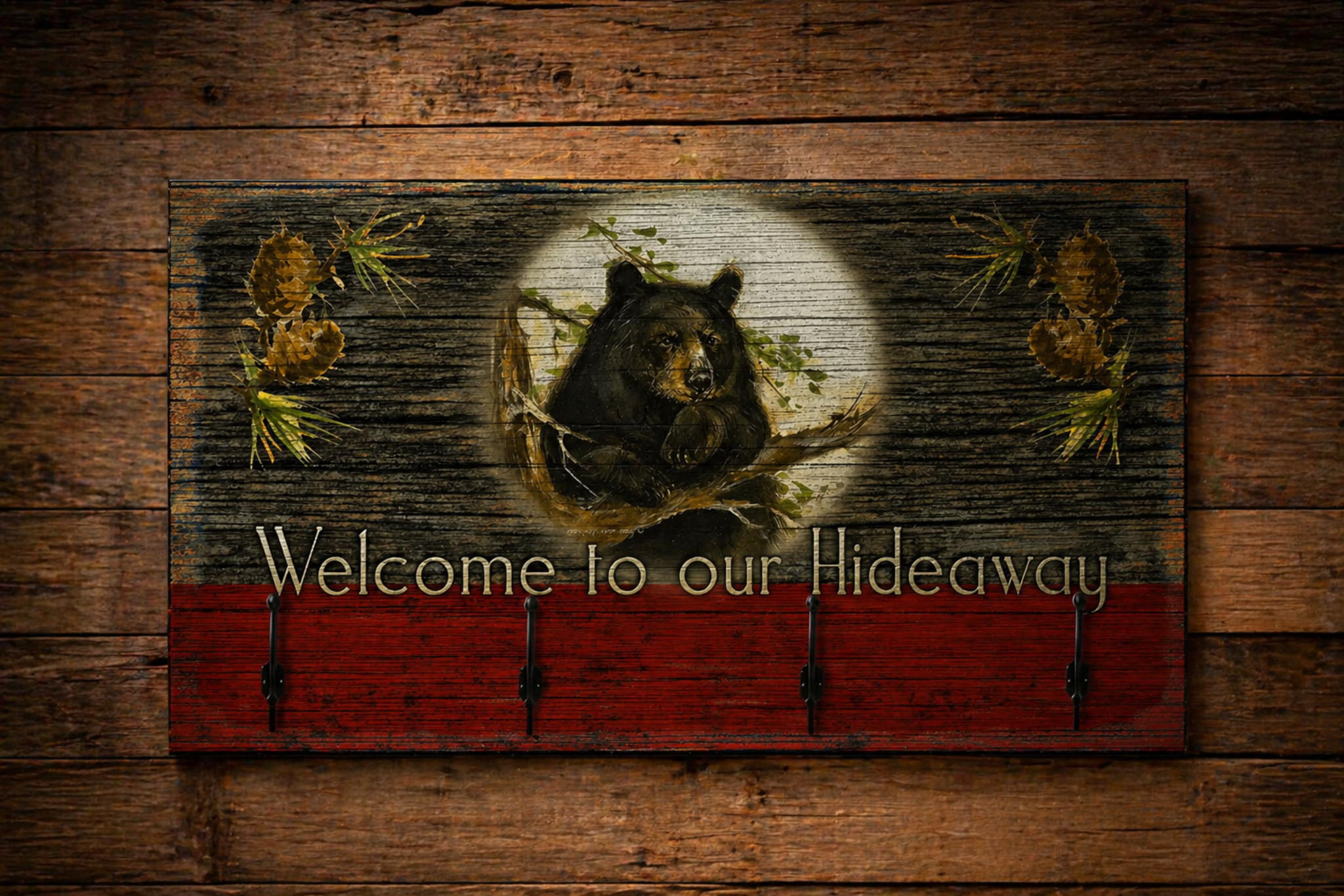 Rustic and Cabin-Inspired Bear Coat Hook Plaque
