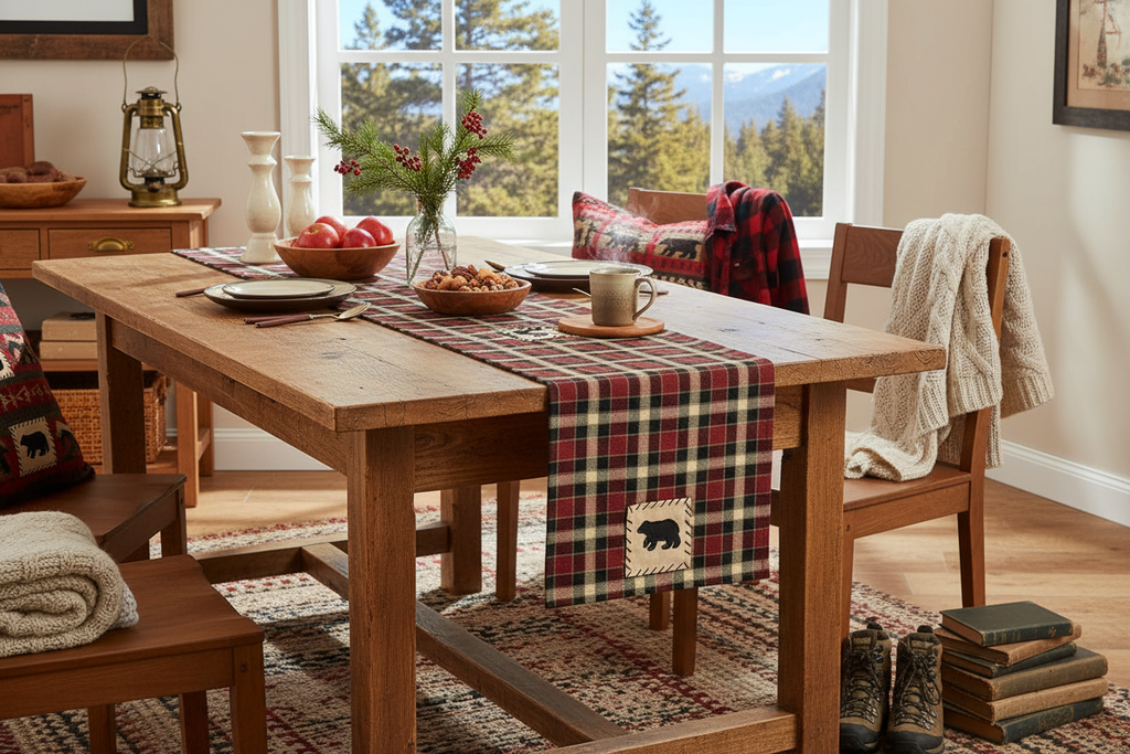 Plaid Bear Table Runner Lifestyle