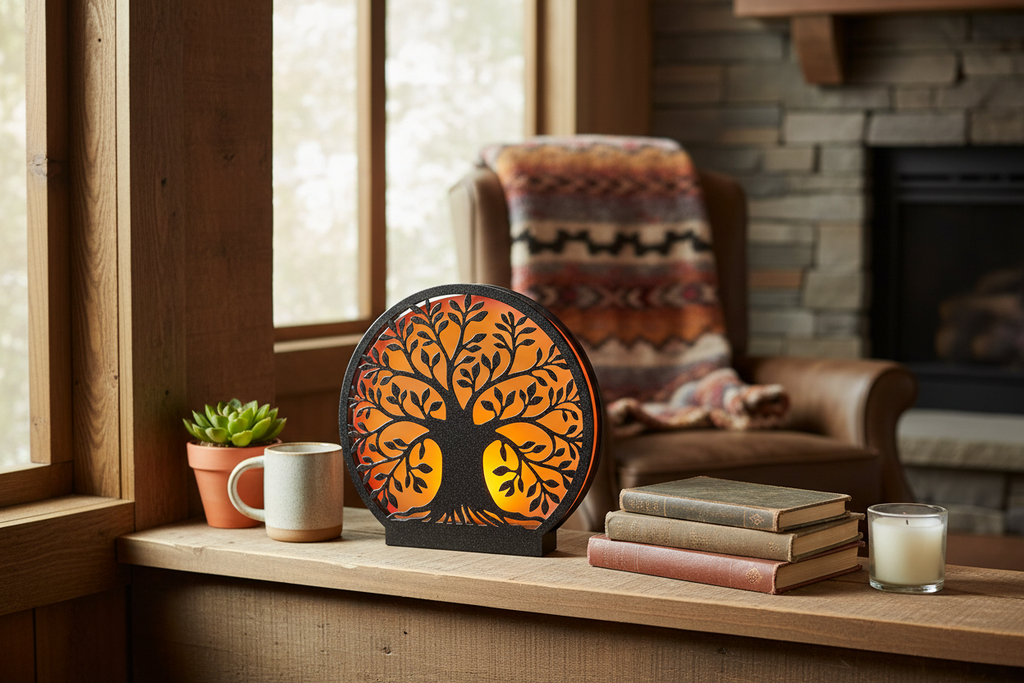 Tree of life accent piece in cabin setting