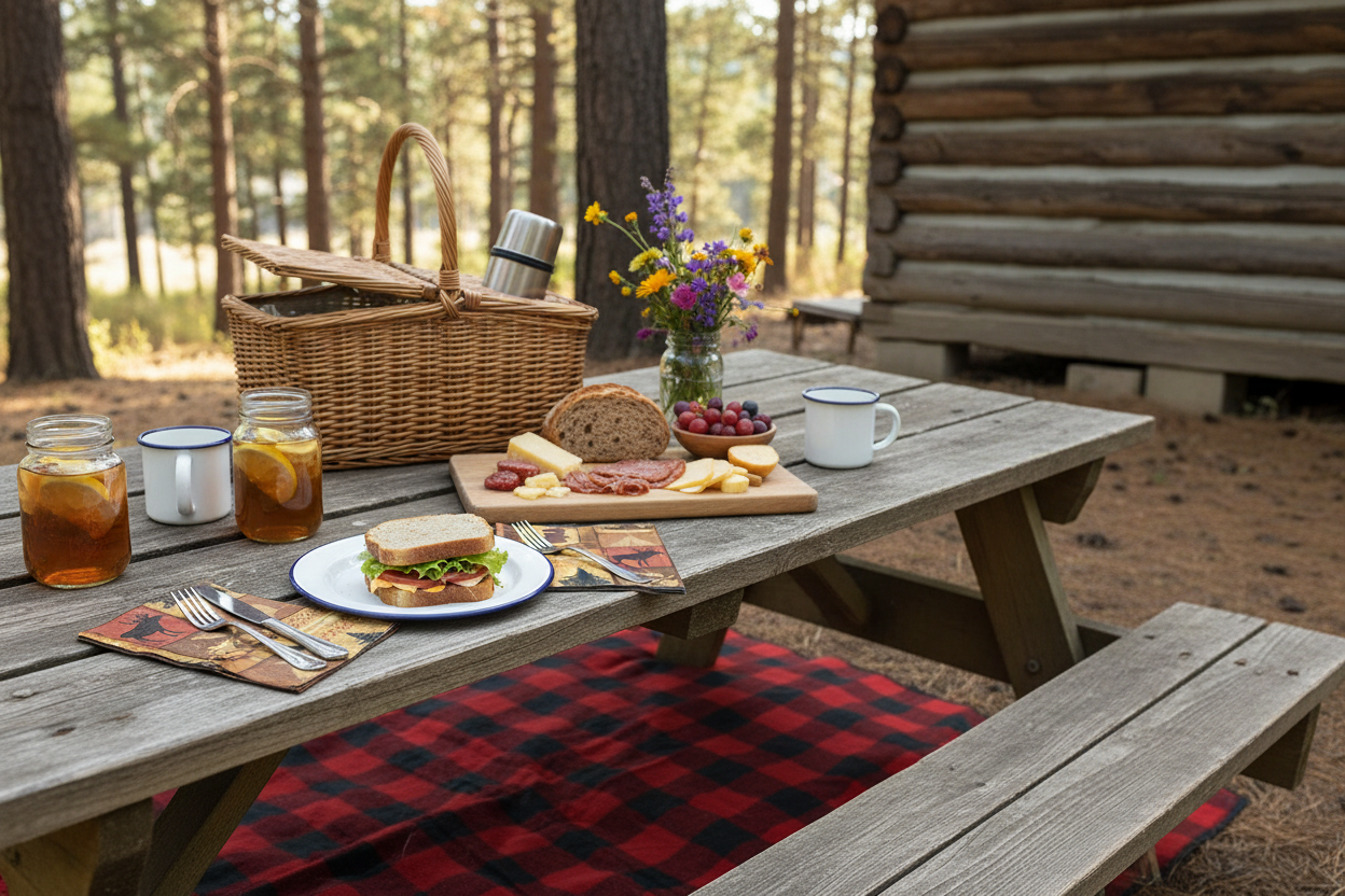 Wildlife Napkins Cabin Picnic Scene